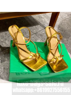 Bottega Veneta Stretch Lambskin Strap Sandals 9cm Gold  2021 Collection
