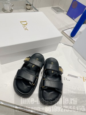 Dior DiorAct Black Lambskin Flat Slide Sandals 2022 Collection