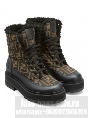 Fendi Women's Signature Biker Boots 8T8245 Coffee