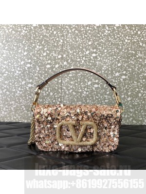 VALENTINO V-logo MINI LOCO sequin and leather bag WA0K53-1