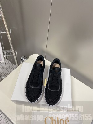 Chloe Nama embroidered suede and recycled mesh sneakers 2022 Collection