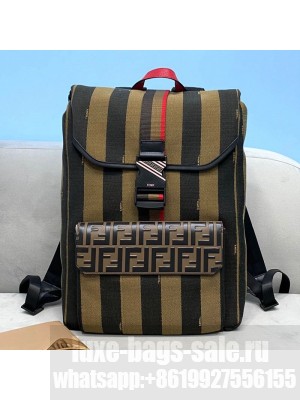 Fendi Men's Striped Backpack Brown/Black  2021 Collection