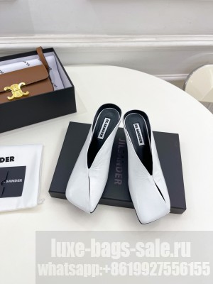 JIL SANDER Lambskin Squared Toe 6.5cm White Mules