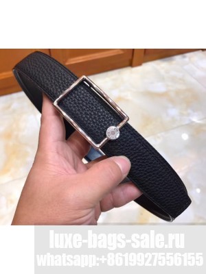 Hermes Width 3.2cm Oscar Buckle Reversible Leather Belt Black/Silver