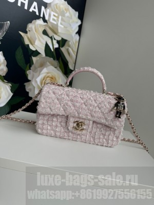CHANEL MINI CLASSIC HANDBAG WITH TOP HANDLE AS2431 pink