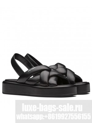Prada Women's Nappa Leather Flatform Sandals Black