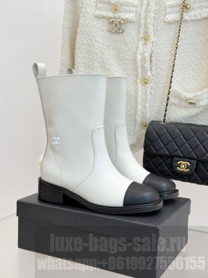 Chanel Calfskin Short Boots white