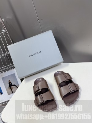 Balenciaga Unisex strap slides coffee