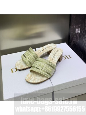 Dior Dway Heeled Slide Sandals 4cm in Cotton Embroidered 2023 Collection 020