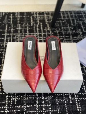 TOTEME Sharp croco-embossed wedge mules red