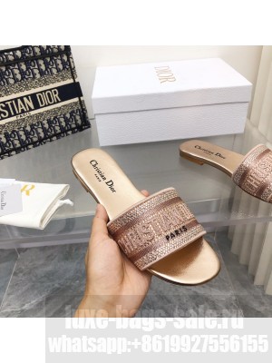 Dior Dway Slide With Crystal Embroidered Cotton Pink 2022 Collection
