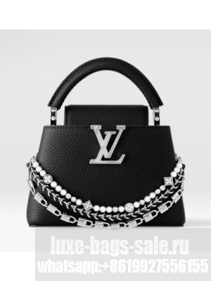 Louis Vuitton Ostrich Capucines BB M11908 black&Silver-toned