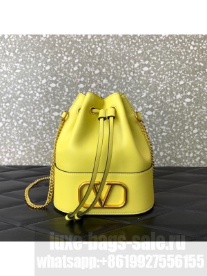 VALENTINO VLOGO SIGNATURE Lambskin Mini Bucket Bag FI16 yellow