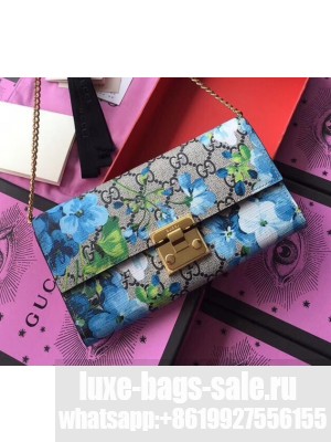 Gucci Padlock GG Blooms Continental Wallet 453506 Blue