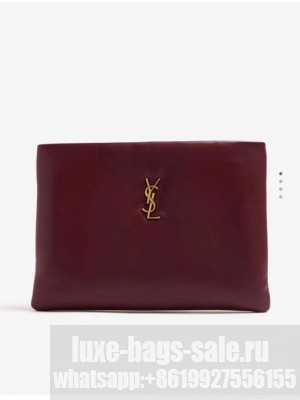 SAINT LAURENT CALYPSO LARGE POUCH IN LAMBSKIN 778943 ROUGE MERLOT