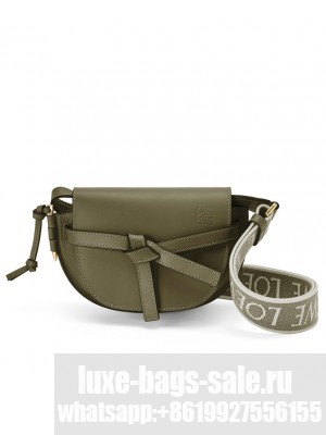 Loewe Mini Gate Dual Bag In Soft Calfskin And Jacquard Green