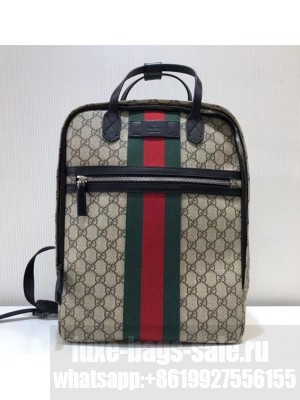 Gucci Men's GG Web Backpack 495558 Beige 2018