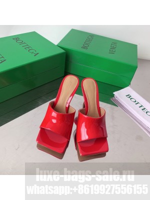 Bottega Veneta Stretch Patent Leather 9cm Mule Slide Red Sandals 2022 Collection