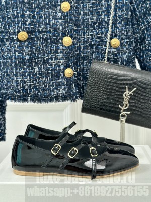 CELINE LES BALLERINES CELINE CRISS-CROSS BABIES BALLERINA IN PATENT CALFSKIN