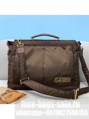 Fendi Men's Peekaboo Nylon Large Bag Coffee Brown  2021 Collection