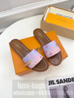 Louis Vuitton Gradient Monogram Canvas Flat Slide Sandals with Buckle 2023 014