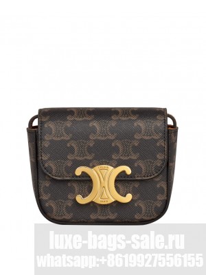 Celine Mini Triomphe In Triomphe Canvas  Coffee