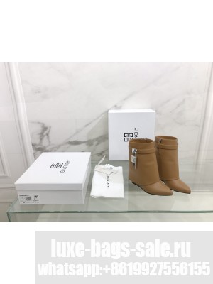 GIVENCHY SHARK LOCK ANKLE BOOTS IN LEATHER 2022,BROWN