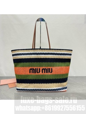 miumiu Raffia effect woven tote bag 5GB228-4