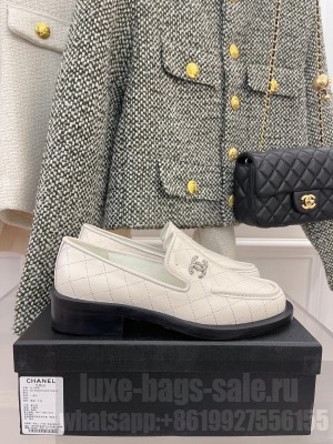 Chanel 4cm Quilting CC Loafers White Spring 2022 Collection