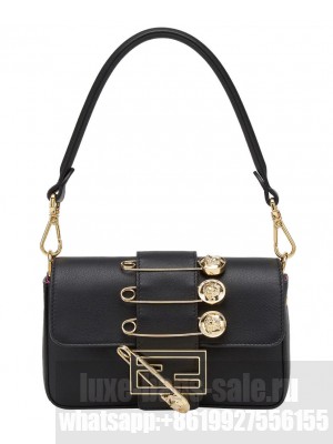 Fendi Brooch Mini Baguette Black
