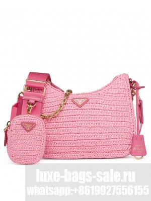 Prada Re-Edition 2005 Raffia Bag 1BH204 Pink