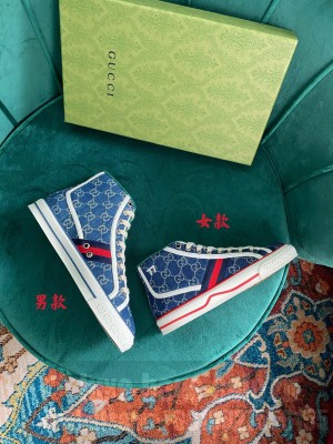 Gucci Unisex Tennis 1977 GG Multicolor high-top Denim Sneaker 2021 Collection