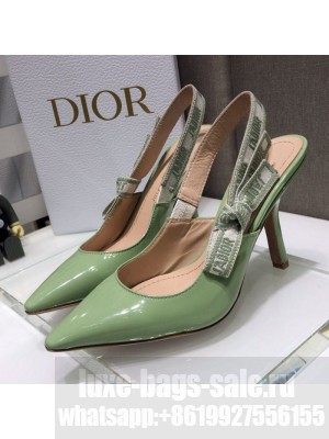 Dior J'Adior Slingback Pumps 9.5cm in Green Patent Calfskin Spring/Summer 2021 Collection