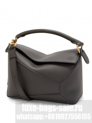 Loewe Small Puzzle Bag In Soft Grained Calfskin Dark Gray