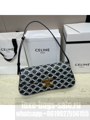 Celine MEDIUM CELINE LOLA BAG IN TRIOMPHE CANVAS 115533 BLACK&WHITE