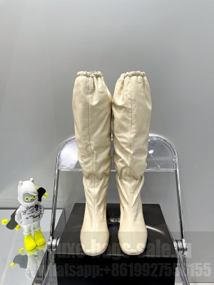 Jil Sander 7cm Round heel stretch long boots beige