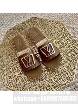 Louis Vuitton Monogram Reverse Canvas Espadrille Slide Sandals with Square LV Buckle 2021 Collection