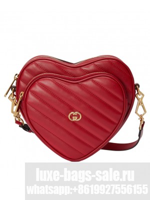 Gucci Interlocking g Mini Heart Shoulder Bag 751628 Red