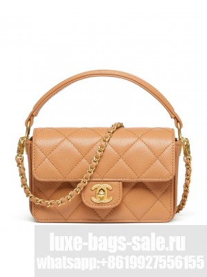 Chanel Mini Flap Bag With Top Handle AS5164 Light Coffee