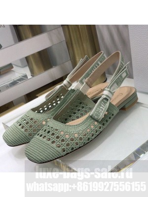 Dior x Moi Slingback Ballerinas Flats in Green Cannage Embroidered Mesh Spring/Summer 2021 Collection