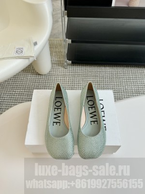 Loewe Toy ballerina in suede and allover rhinestones Green