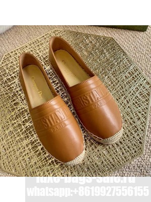 Dior Granville Espadrilles in Tan Brown Embossed Lambskin Spring/Summer 2021 Collection