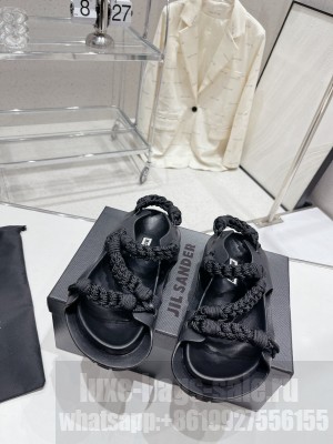 JIL SANDER Leather and Rope Sandals 04