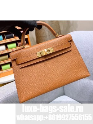 Hermes Mini Kelly II Bag in Original Epsom Leather Brown