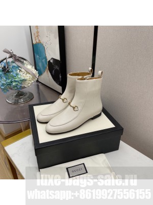 Gucci Women's White GG Horsebit  Ankle Boot 2021 Collection