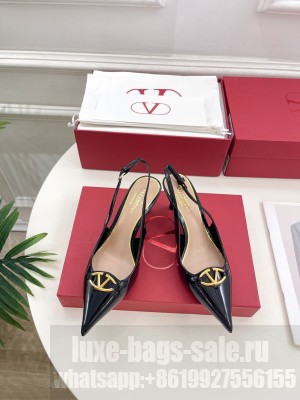 Valentino Garavani The Bold Edition Vlogo Slingback 60mm Sandals In Black Patent Leather 2025