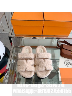 Hermes woolskin Oran Flat Slide Sandals 140 2022 Collection