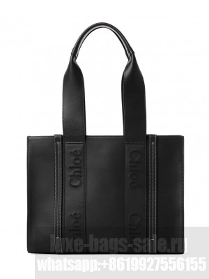 Chloe Medium Woody Tote Bag Black