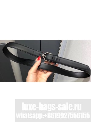 Saint Laurent Width 2.5cm Belt With Triangle Buckle In Leather Black/Silver