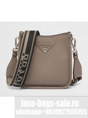 Prada Leather mini shoulder bag 1BH191 Clay Grey